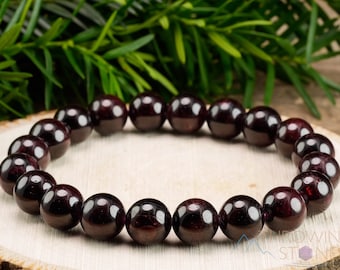 STAR GARNET Crystal Bracelet - Round Beads - Beaded Bracelet, Birthstone Bracelet, Handmade Jewelry, Healing Crystal Bracelet,  E1053