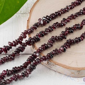 GARNET Crystal Necklace - Chip Beads, Long Crystal Necklace, Birthstone Necklace, Handmade Jewelry, E0708