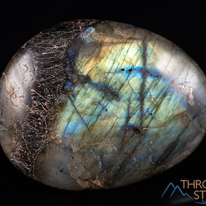 LABRADORITE Crystal Palm Stone - Large Thick Domed, Dark - Worry Stone, Self Care, Healing Crystals and Stones, E0934