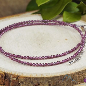 GARNET Crystal Necklace, Choker - Faceted Seed Beads - Dainty Crystal Necklace, Beaded Necklace, Birthstone Necklace, Jewelry, E1580