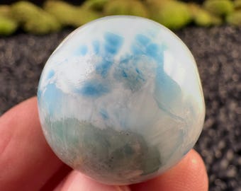 Polished LARIMAR Crystal Sphere - Natural Home Decor - Ocean Stone, Carved Gemstone Ball, 55956