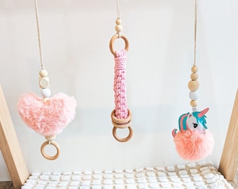 Playgym Toys | Baby Gym | Wooden Hanging Toys | Baby Play Gym Toys | Wooden Play Gym | Hanging Baby Gym Toy | Baby Shower Gift | Pink Theme
