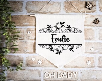 Custom Birth Flower Name Sign - Personalised Floral Nursery Decor - Baby Shower Gift - Handcrafted Wall Hanging