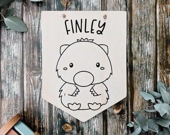 Wombat Wonderland: Personalised Australian Animal Sign for a Charming Nursery - Customisable Decor Delight