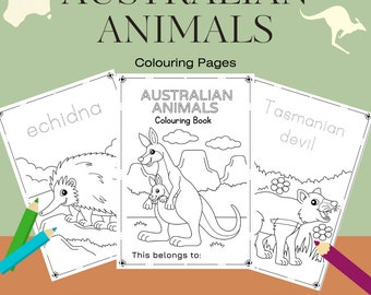 Australian Animal Colouring Pages, 24 Easy Colouring Pages For Kids, Instant Download, Colouring and Tracing Book, Digital Product