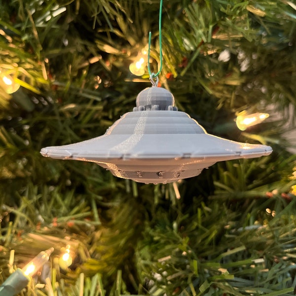 1970s Large Beamship UFO Replica Christmas Tree Ornament - Explore Cosmic Mysteries Inspired by Billy Meier (Gray)(Plastic)