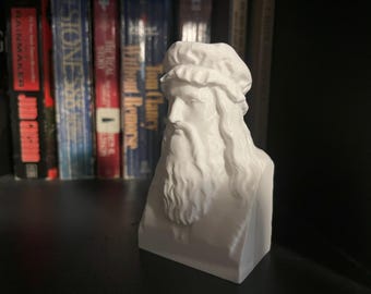 3D Printed Leonardo da Vinci Bust | Renaissance Art Decor