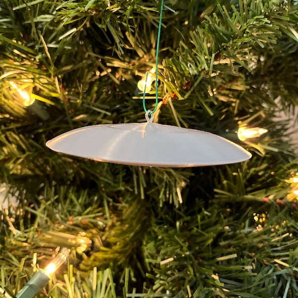 1956 Elizabeth Klarer UFO Encounter Replica Christmas Tree Ornament - Communion with the Cosmic (Gray)(Plastic)