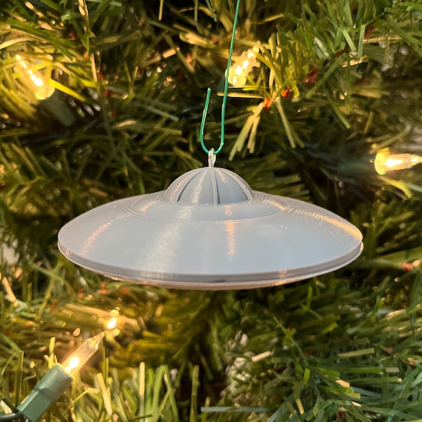 1970s Vegan Beamship UFO Replica Christmas Tree Ornament - Explore Cosmic Mysteries Inspired by Billy Meier (Gray)(Plastic)