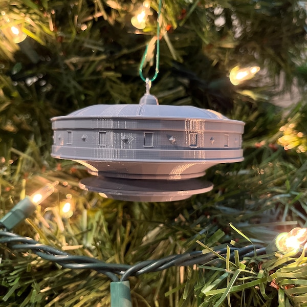 1987 Gulf Breeze UFO Replica Christmas Tree Ornament - Recall the Gulf Breeze Enigma (Gray)(Plastic)