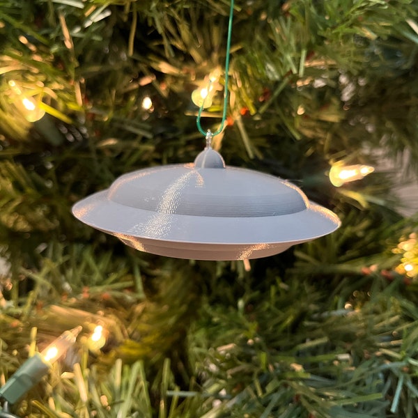 1970s Beamship Drone UFO Replica Christmas Tree Ornament - Explore Cosmic Mysteries Inspired by Billy Meier (Gray)(Plastic)