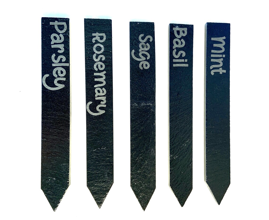 Engraved Slate Plant Markers Set of 5 Herb Markers Etsy
