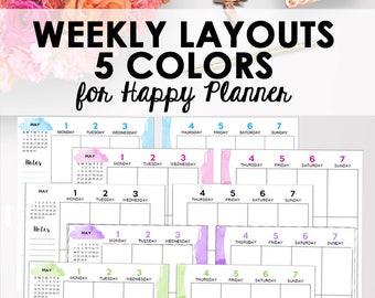 classic happy planner weekly template and monthly planner etsy weekly planner editable