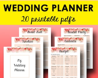 wedding planning book printable wedding planner printables etsy