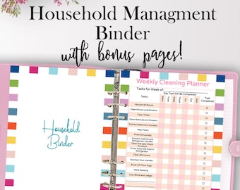 home management binder household planner printable home etsy