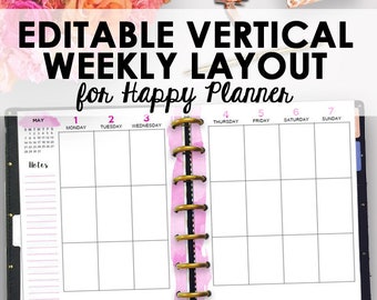 vertical weekly happy planner printables happy planner etsy weekly planner editable
