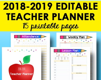 a5 teacher planner 2018 2019 academic planner printable etsy