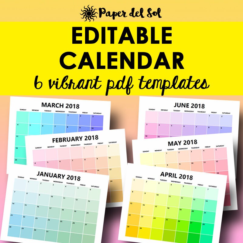 monthly calendar printable editable template calendar 2019 etsy writable monthly calendar 2019