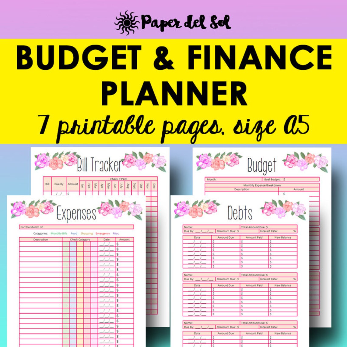 A5 Budget Planner Inserts Financial Planner Printable Etsy UK