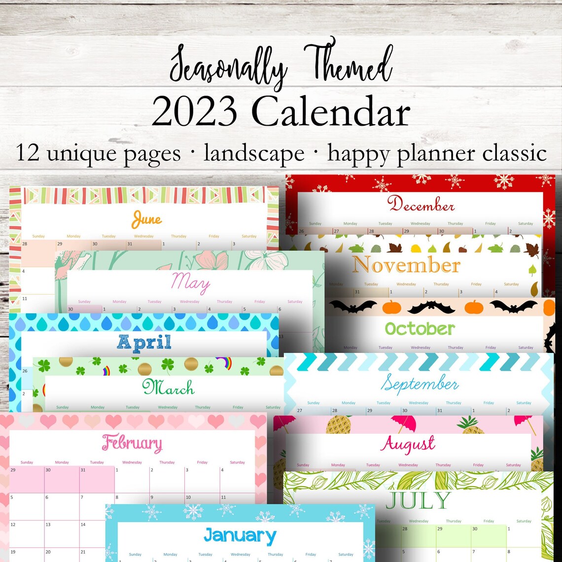 Happy Planner Monthly Calendar 2023 Planner Inserts Happy Etsy