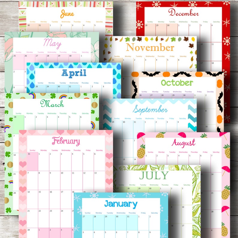 Monthly Calendar 2021 A5 Planner Inserts A5 Printable | Etsy