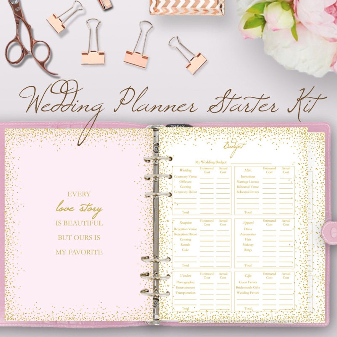 Glitter Pink Wedding planner book wedding planning book | Etsy