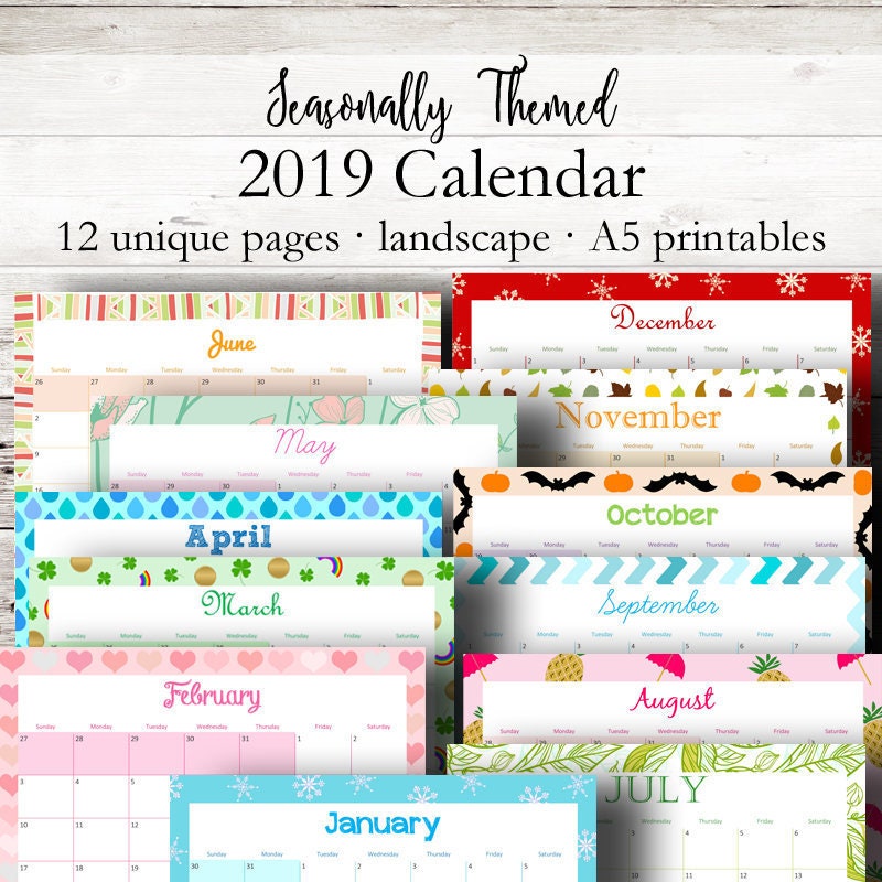 Printable Monthly Calendar 2019 Planner Filofax 50