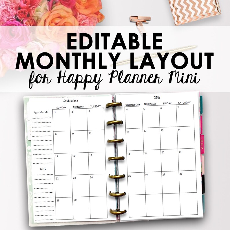 Mini Happy Planner Monthly Layout Happy Planner Mini Etsy