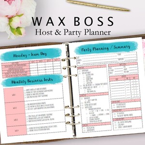 Wax Boss Business Planner, Wax Boss Party Planner, Home Business, Host Planning, Host and Party Planning Sales, Letter Size Instant Download