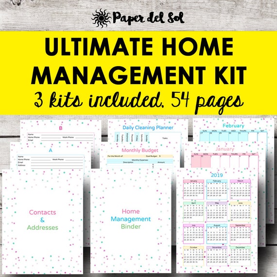 home management binder household planner printable home etsy household organizer printables