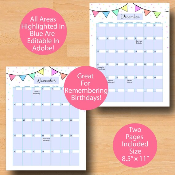 printable calendar 2020 calendar printable calendars 2020 birthday planner pages editable monthly planner letter size instant download november 2020 calendar pink