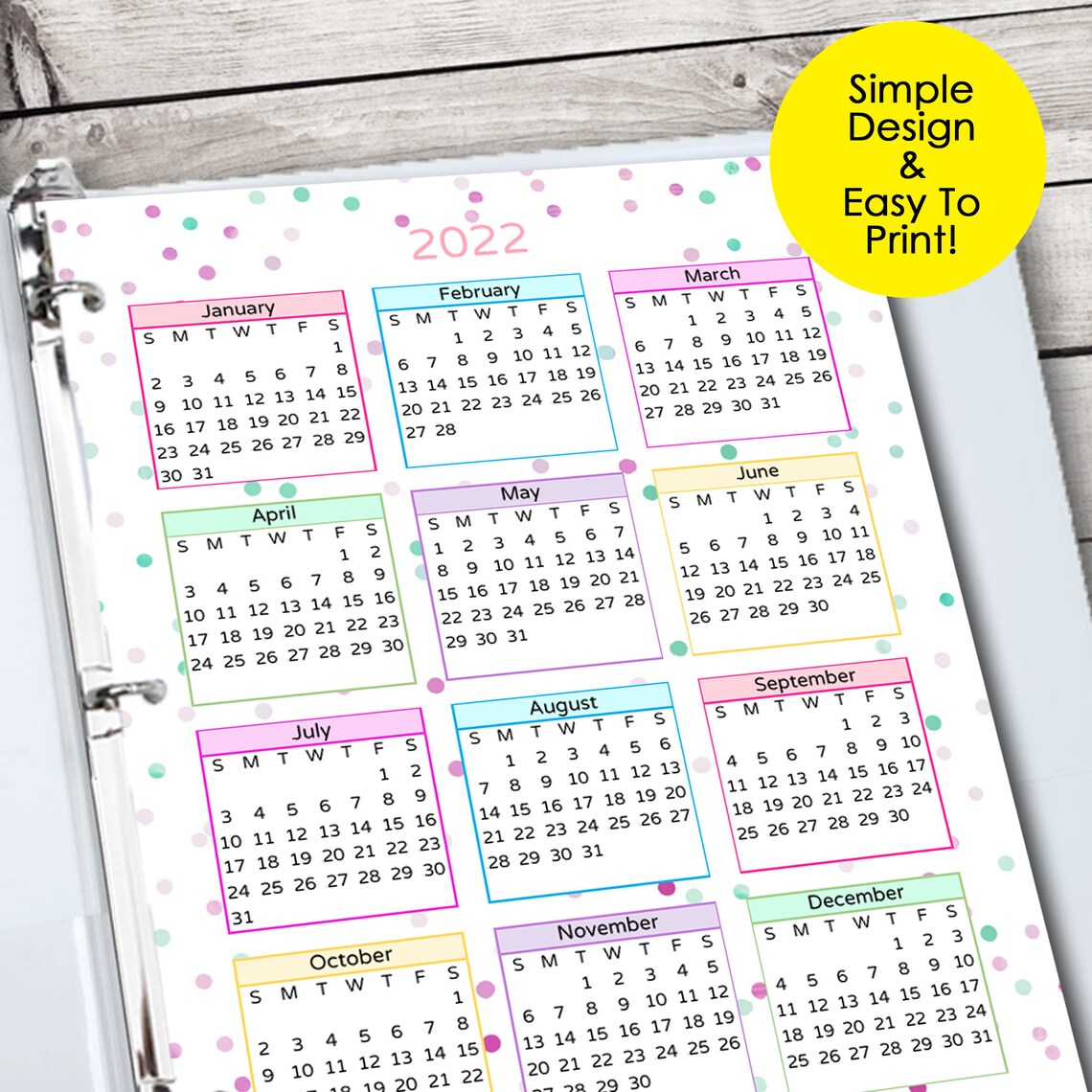 2022 monthly planner printable monthly calendar 2022 etsy