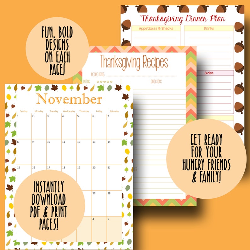Thanksgiving Planner Printable Holiday Planner Printables Etsy