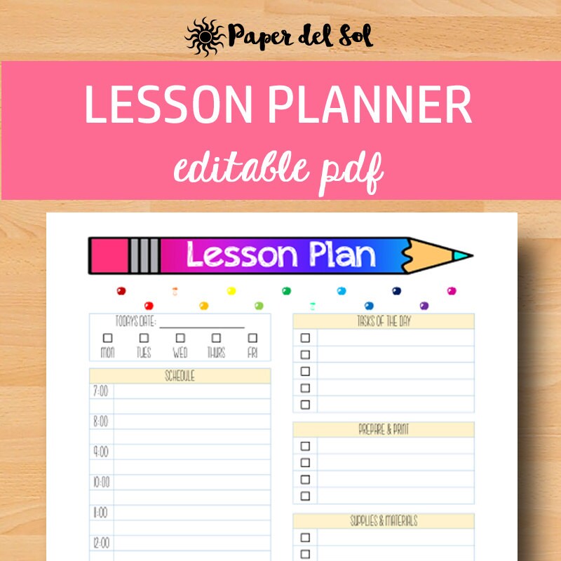 teacher lesson planner printable