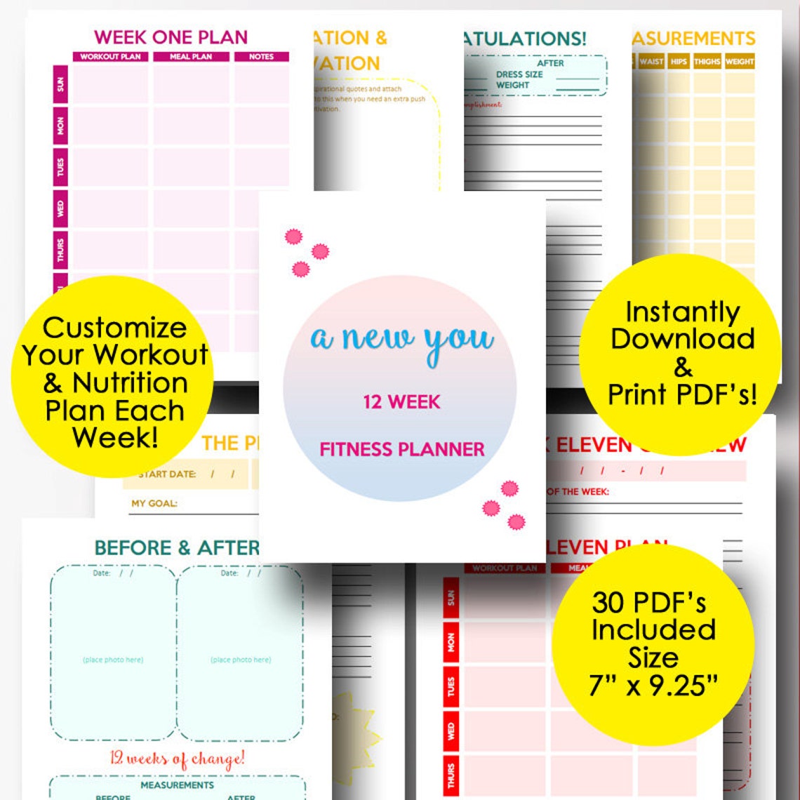 Happy Planner Fitness Journal and Weight Loss Planner for Etsy