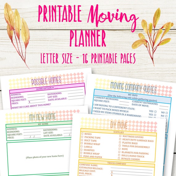 moving planner printable moving checklist packing inventory etsy