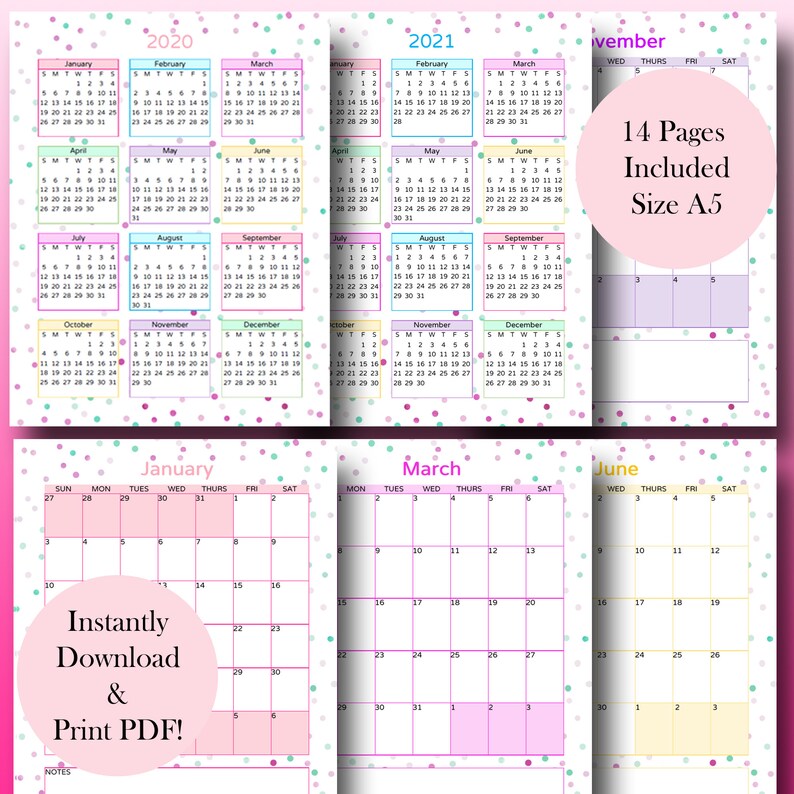 Academic Planner 2020 2021 Monthly Planner Inserts Student | Etsy