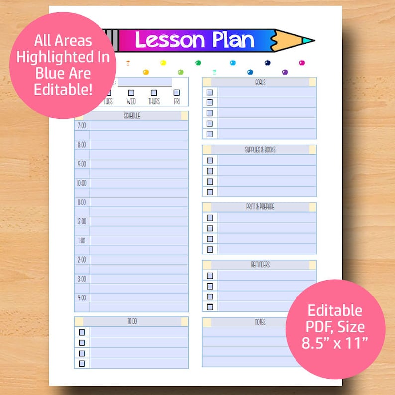 Teacher Lesson Planner Printable Teacher Planner 2021 Etsy