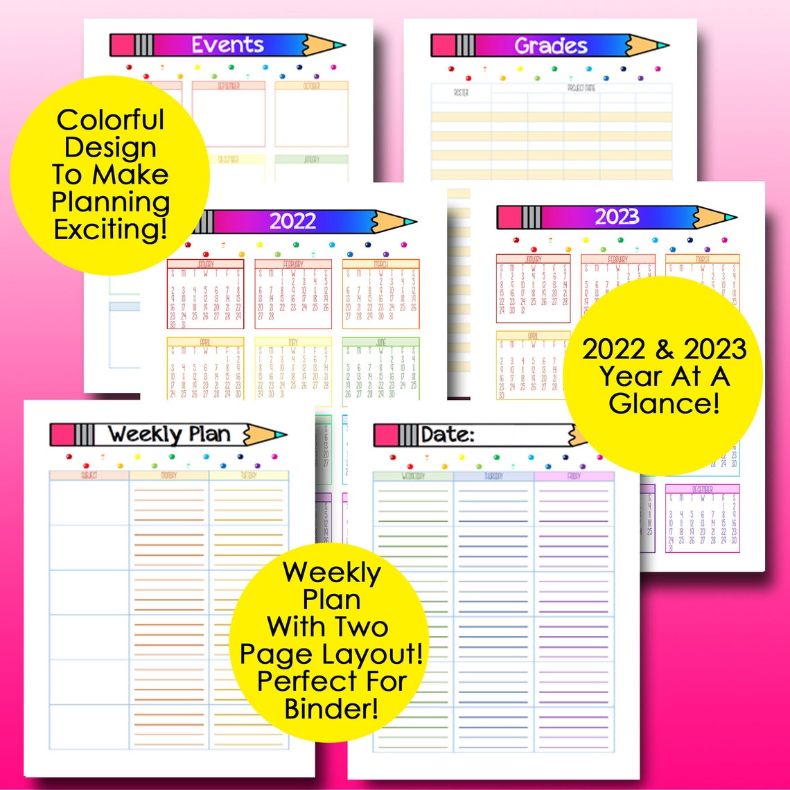 Happy Planner 2022 2023 Teacher Planner 2022 2023 Editable Etsy