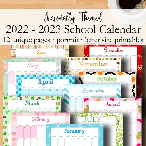 Buy 2022 2023 Printable Monthly Calendar 2022 2023 Printable Online in  India - Etsy