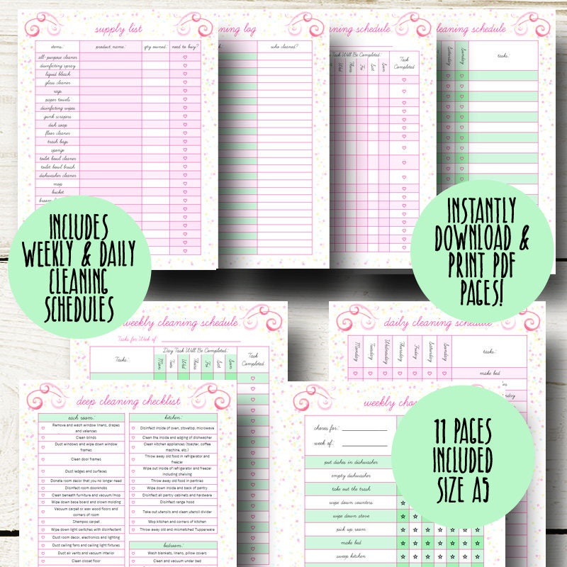 House Cleaning Checklist A5 Cleaning Planner Printable - Etsy
