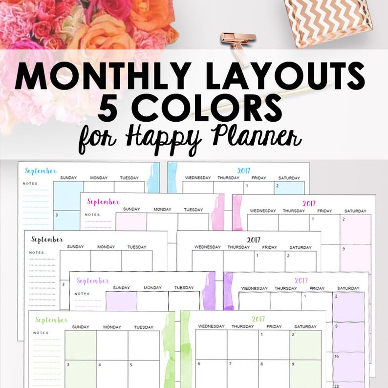 Classic Happy Planner Monthly Layout Planner Inserts Editable Etsy