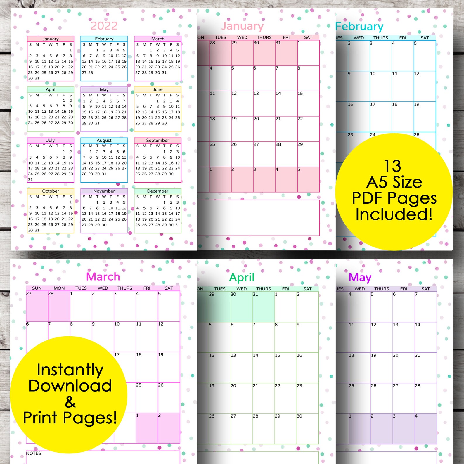monthly calendar printable monthly planner calendar 2022