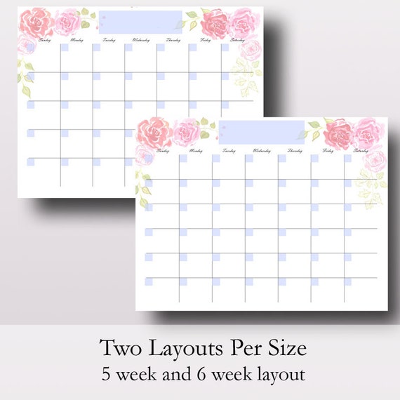 editable calendar template 2019 printable monthly calendar etsy two page monthly calendar template 2019