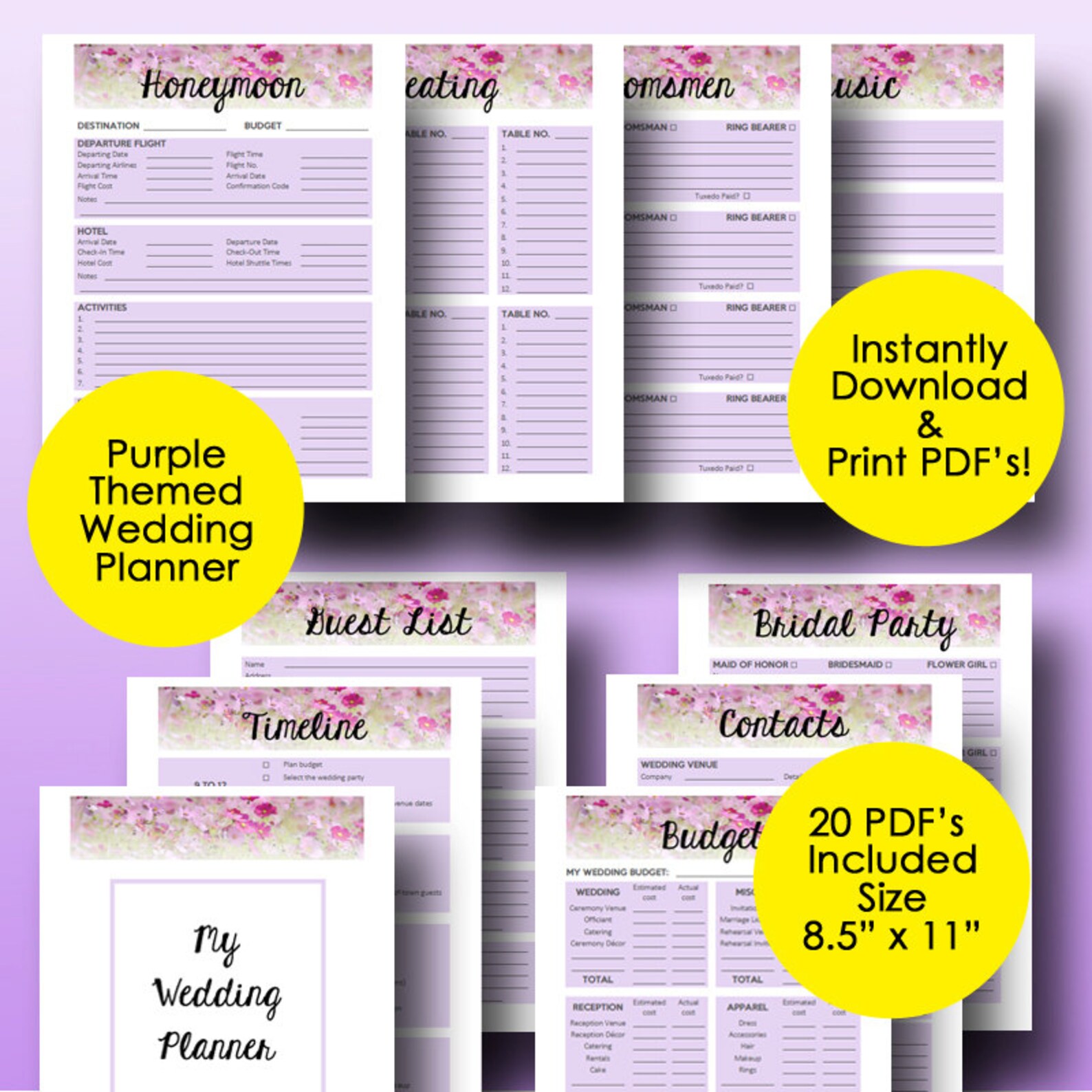 Wedding Planner Book PDF Printable Wedding Planner Printable Etsy