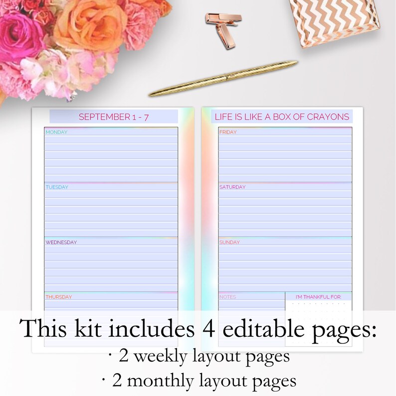 Happy Planner Mini Printable Weekly & Monthly Inserts Mini Etsy