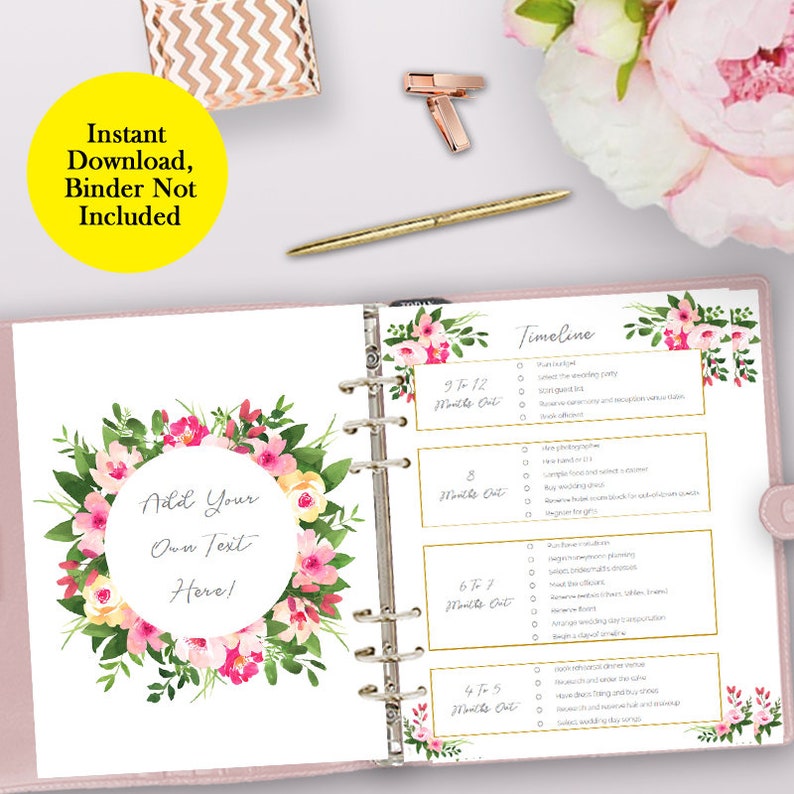 wedding planner printable wedding planner pages do it etsy