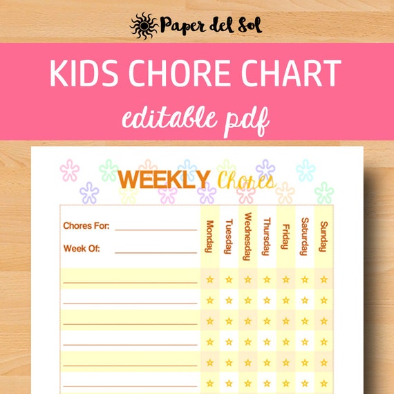 Editable Kids Chore Chart