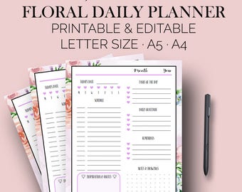 Daily Planner Printable, Daily Planner Printables, Day Pages, Organization Printables, Printable Inserts, Letter Size A5 A4 Instant Download