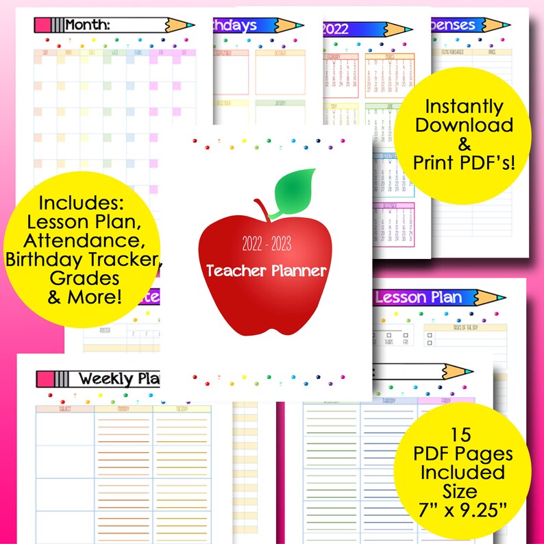 Happy Planner 2022 2023 Teacher Planner 2022 2023 Editable Etsy
